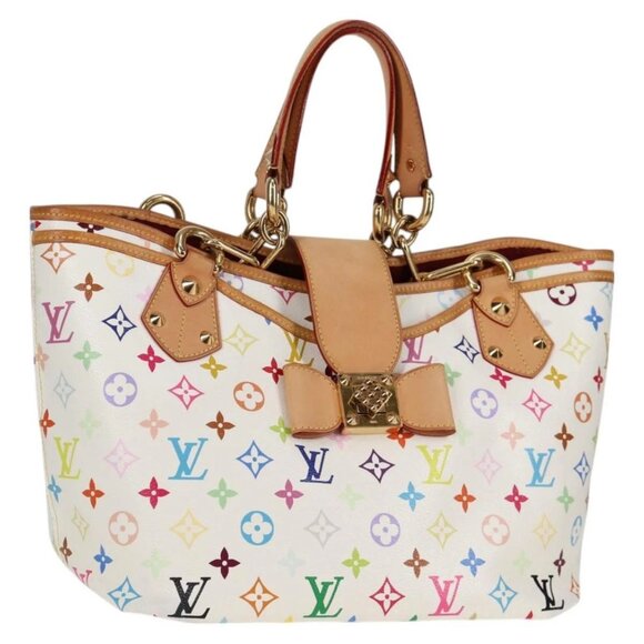 LOUIS VUITTON Monogram Multicolor Annie MM Tote Bag White M40307 LV Auth 120602V - Picture 1 of 16